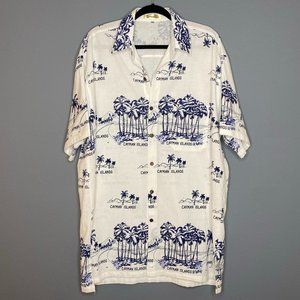White Linen Cayman Islands Button Down Shirt​